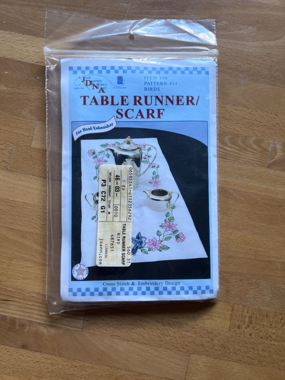 Floral Table Runner Cross Skitch and Embroidery Design Kit for Hand Embroidery